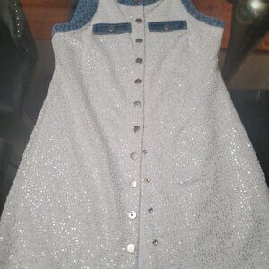 BOSTON PROPER LADIES SIZE 10 SLEEVELESS SEQUIN/JEAN TRIM DRESS